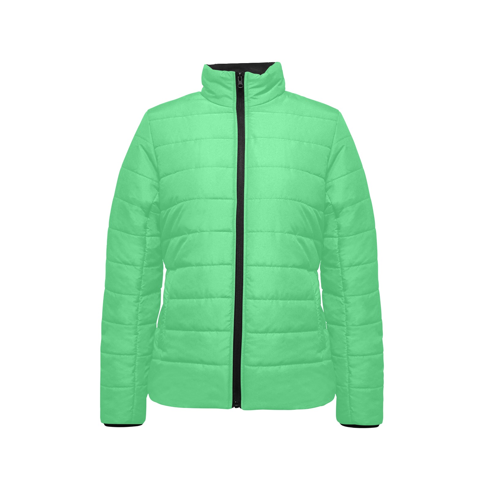color Paris green Women's Stand Collar Padded Jacket (Model H41)