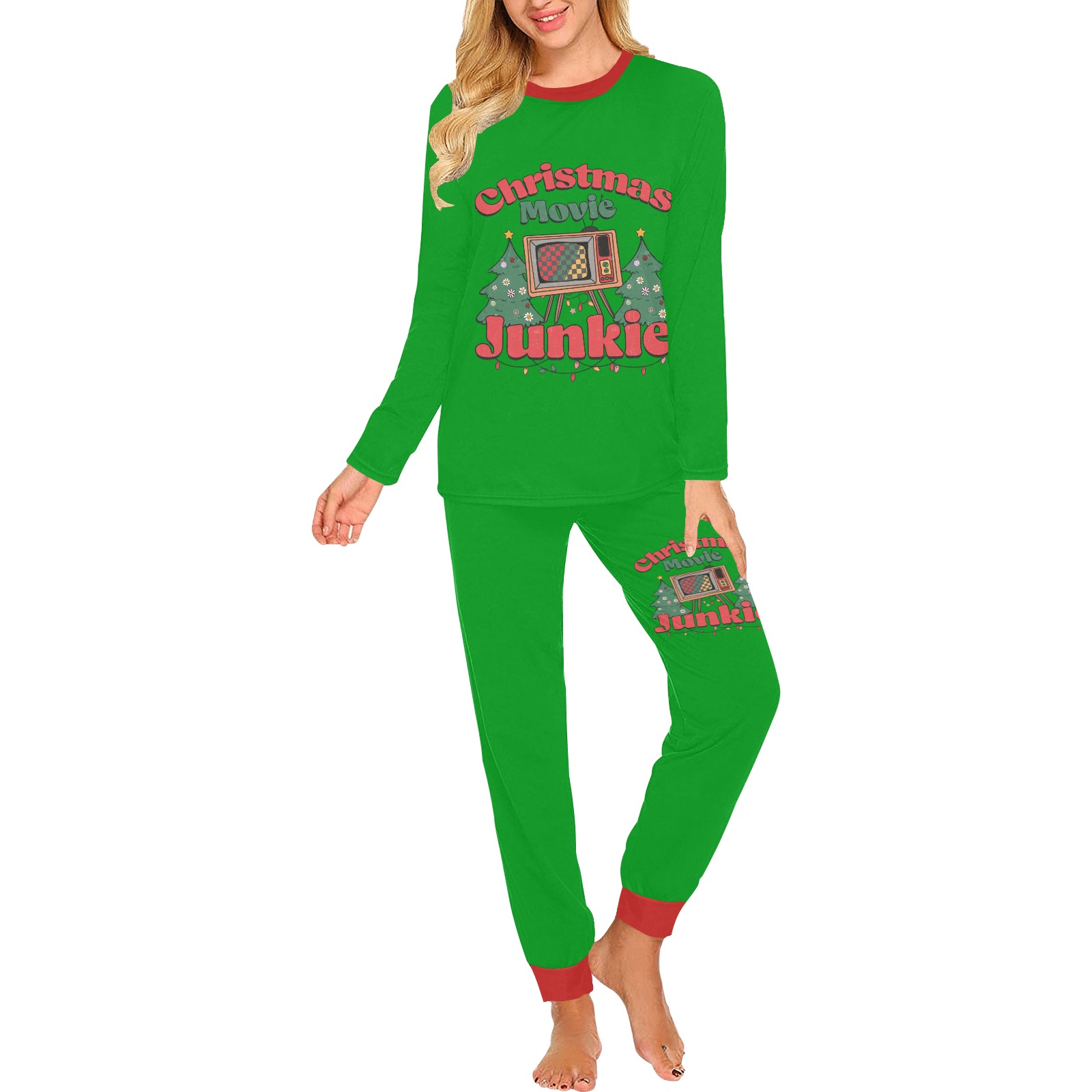 Christmas Movie Junkie Women's All Over Print Pajama Set