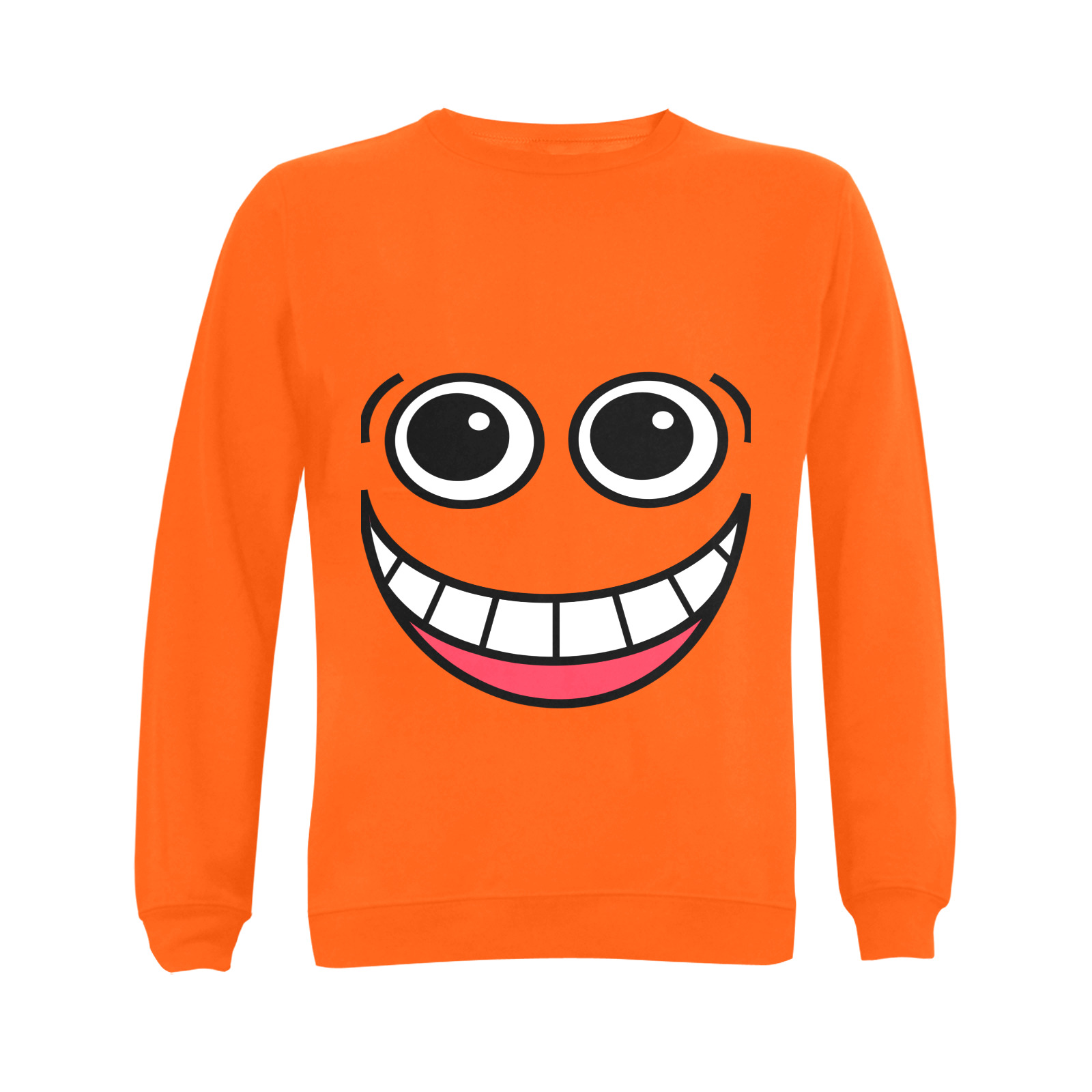 Happy Laughing Funny Comic Cartoon Face Gildan Crewneck Sweatshirt(NEW) (Model H01)