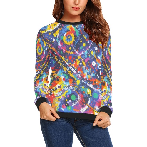 Cool futuristic colorful tie-dye abstract art. All Over Print Crewneck Sweatshirt for Women (Model H18)