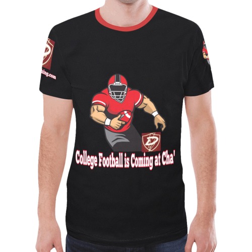 Dionio Clothing - College Football is Coming at Cha' T-Shirt (Red D-Shield Logo) New All Over Print T-shirt for Men (Model T45)