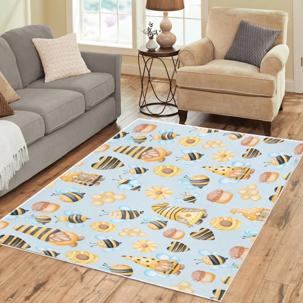Gnomes And Bees Pattern Area Rug7'x5'