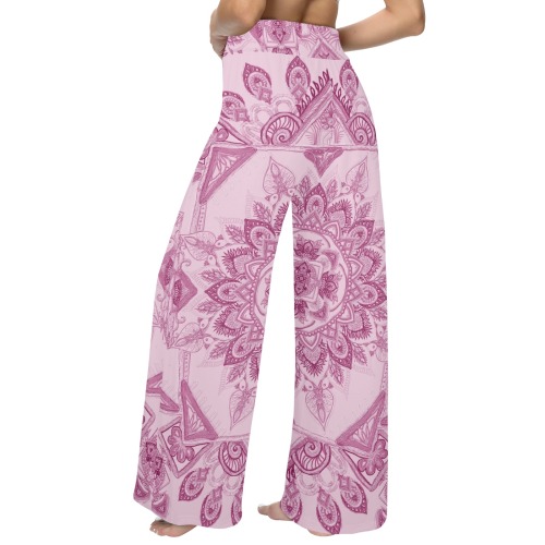 gamba pastel pink Women's Wide Leg Lounge Pants (Model L77)