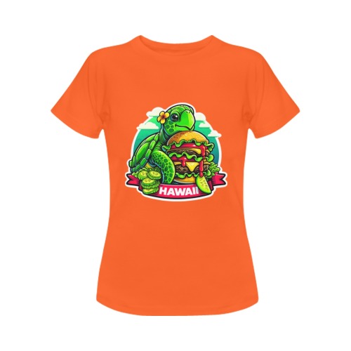 GREEN SEA TURTLE EATING BURGER 2 Women's T-Shirt in USA Size (Front Printing Only)