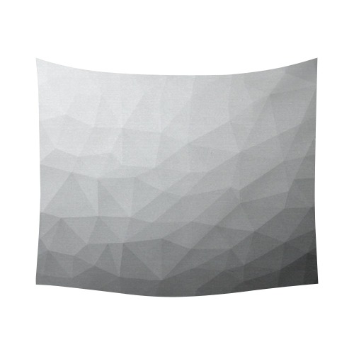 Grey Gradient Geometric Mesh Pattern Cotton Linen Wall Tapestry 60"x 51"