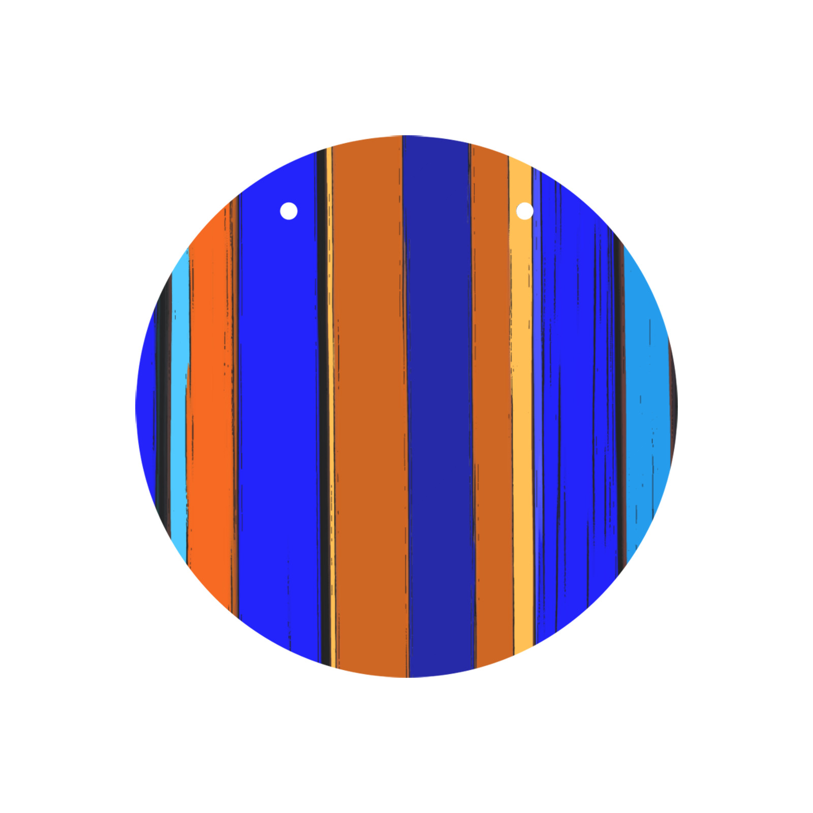 Abstract Blue And Orange 930 Round Wood Door Hanging Sign