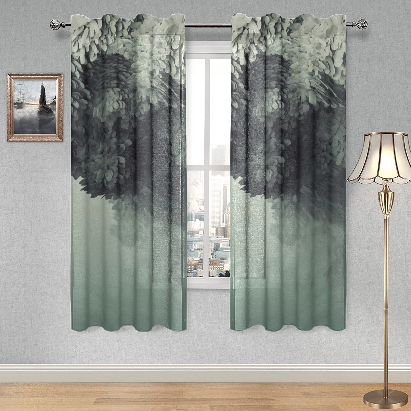 Treeonwater Gauze Curtain 28"x63" (Two-Piece)