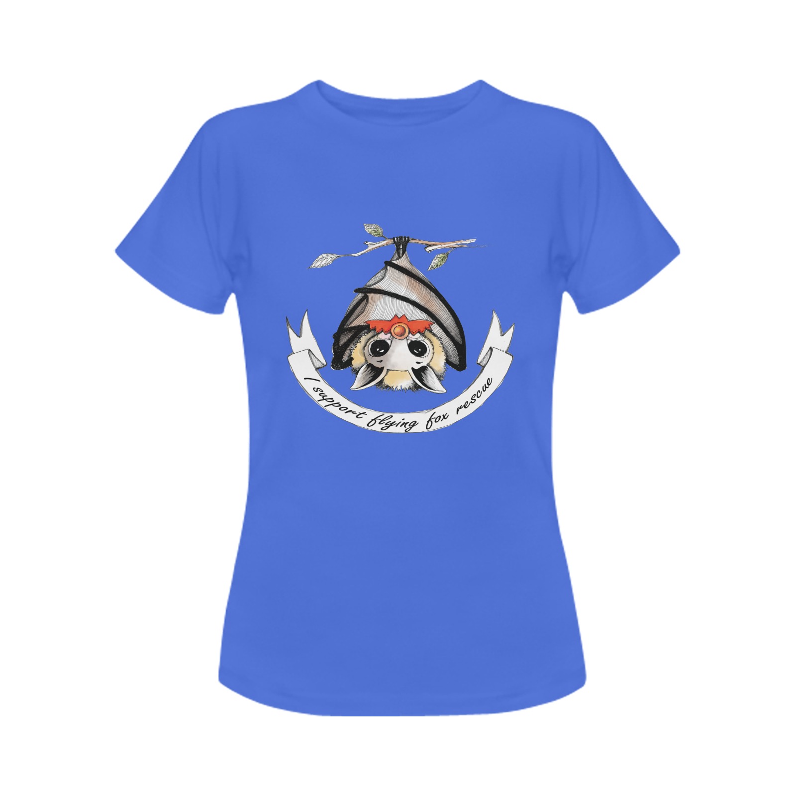 I support Flying-fox rescue - blue Women's T-Shirt in USA Size (Two Sides Printing)