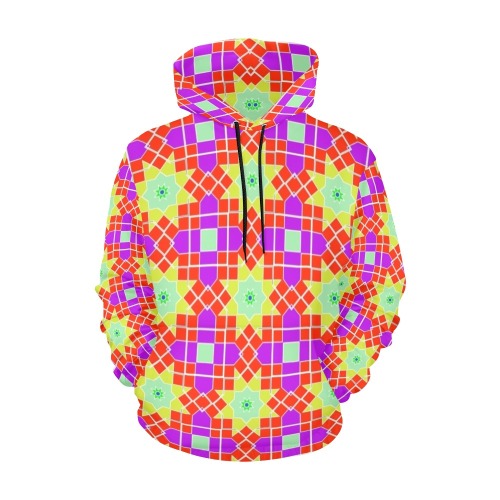 Fractoberry Bright Colors 008WH All Over Print Hoodie for Women (USA Size) (Model H13)