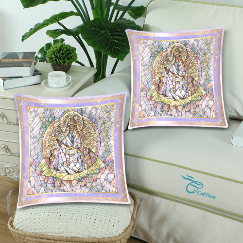 Second Remastered Version of Mother of The World in Warmer Colors by Nicholas Roerich Custom Zippered Pillow Cases 18"x 18" (Twin Sides) (Set of 2)