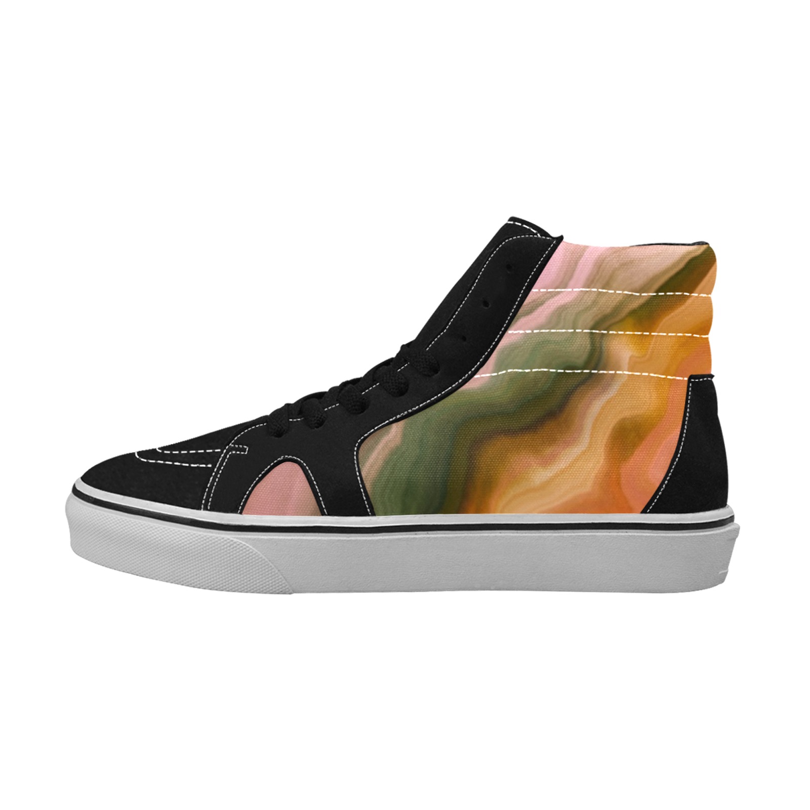Modern abstract stripes Women's High Top Skateboarding Shoes (Model E001-1)