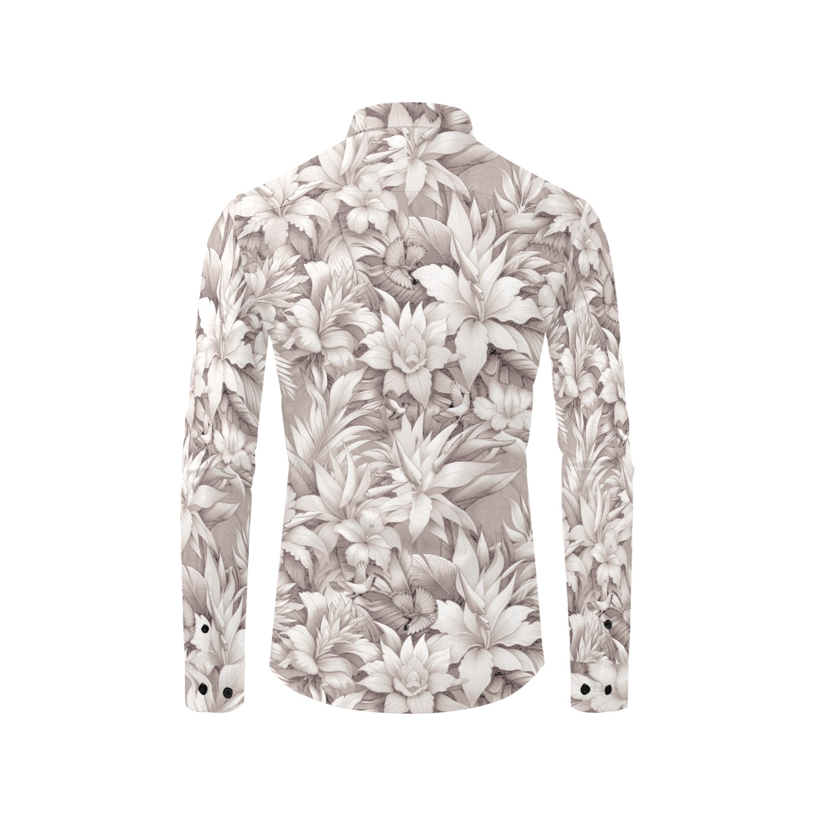 fleurs tropicales beige Men's All Over Print Casual Dress Shirt (Model T61)