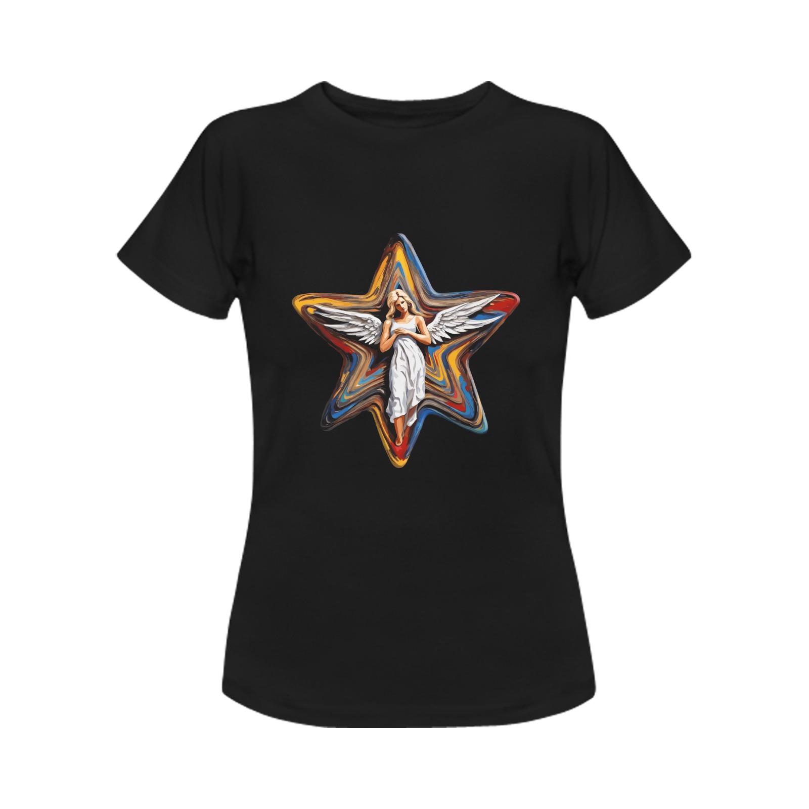 White angel woman inside a colorful star Women's T-Shirt in USA Size (Front Printing Only)