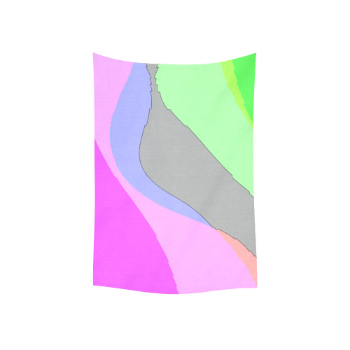 Abstract 703 - Retro Groovy Pink And Green Cotton Linen Wall Tapestry 40"x 60"