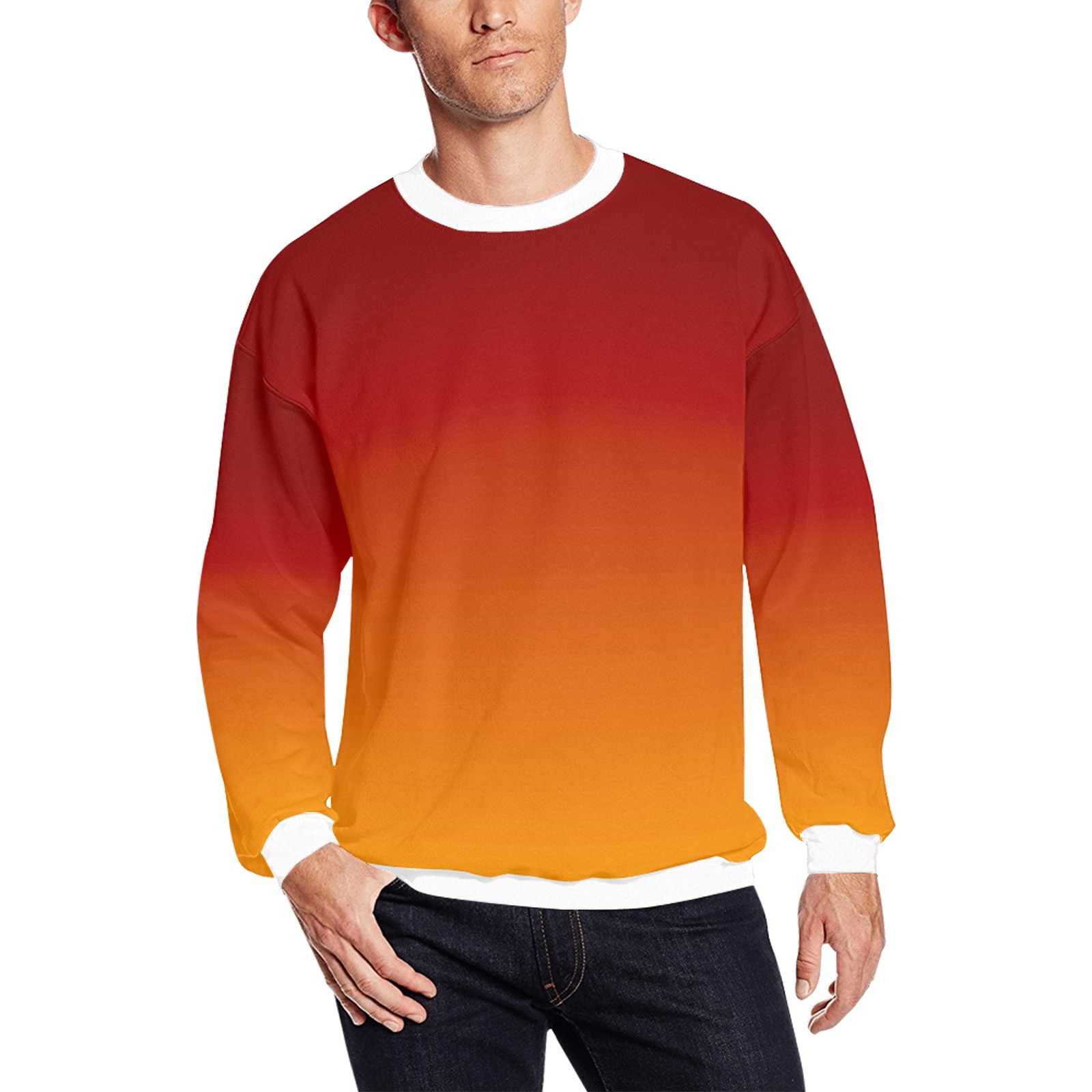 yel red All Over Print Crewneck Sweatshirt for Men (Model H18)