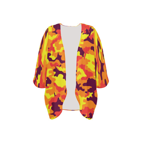 Streetwear Fashion Military Modern Fire hot Army Camouflage Women's Kimono Chiffon Cover Ups (Model H51)