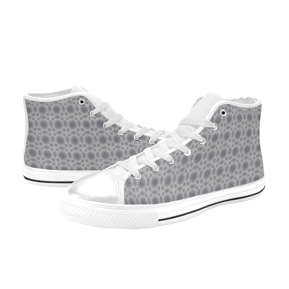 Little white floral fallen to the rural pattern Women's Classic High Top Canvas Shoes (Model 017)