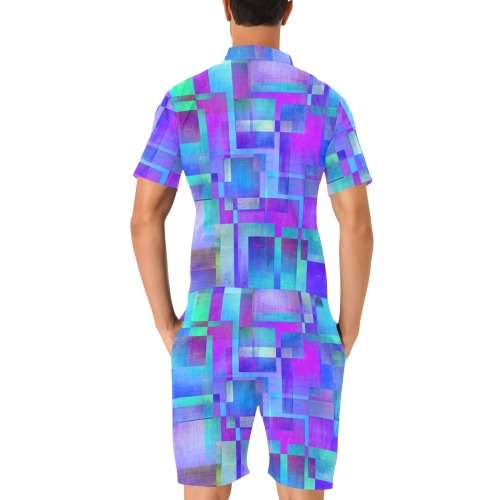 cubes Men's Short Sleeve Jumpsuit