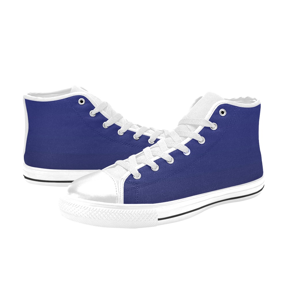 blu e wht Men’s Classic High Top Canvas Shoes (Model 017)