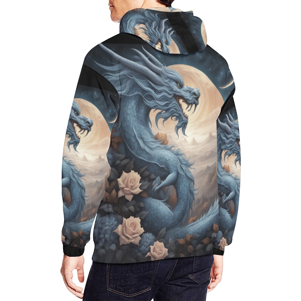 Blue Eyes White Dragon Hoodie All Over Print Hoodie for Men (USA Size) (Model H13)
