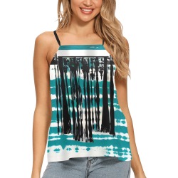 Teal and Black tie dye Loose Fit Halter Neck Top (Model T68)