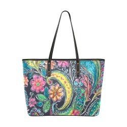 Paisley #1 Chic Leather Tote Bag (Model 1709)