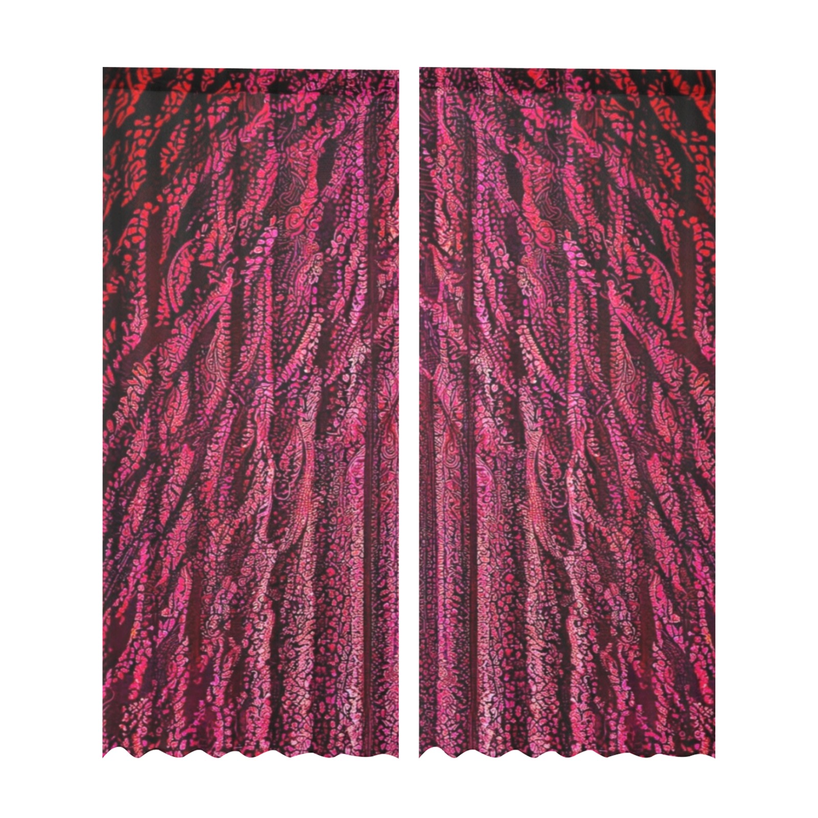 burgundy striped Gauze Curtain 28"x95" (Two-Piece)