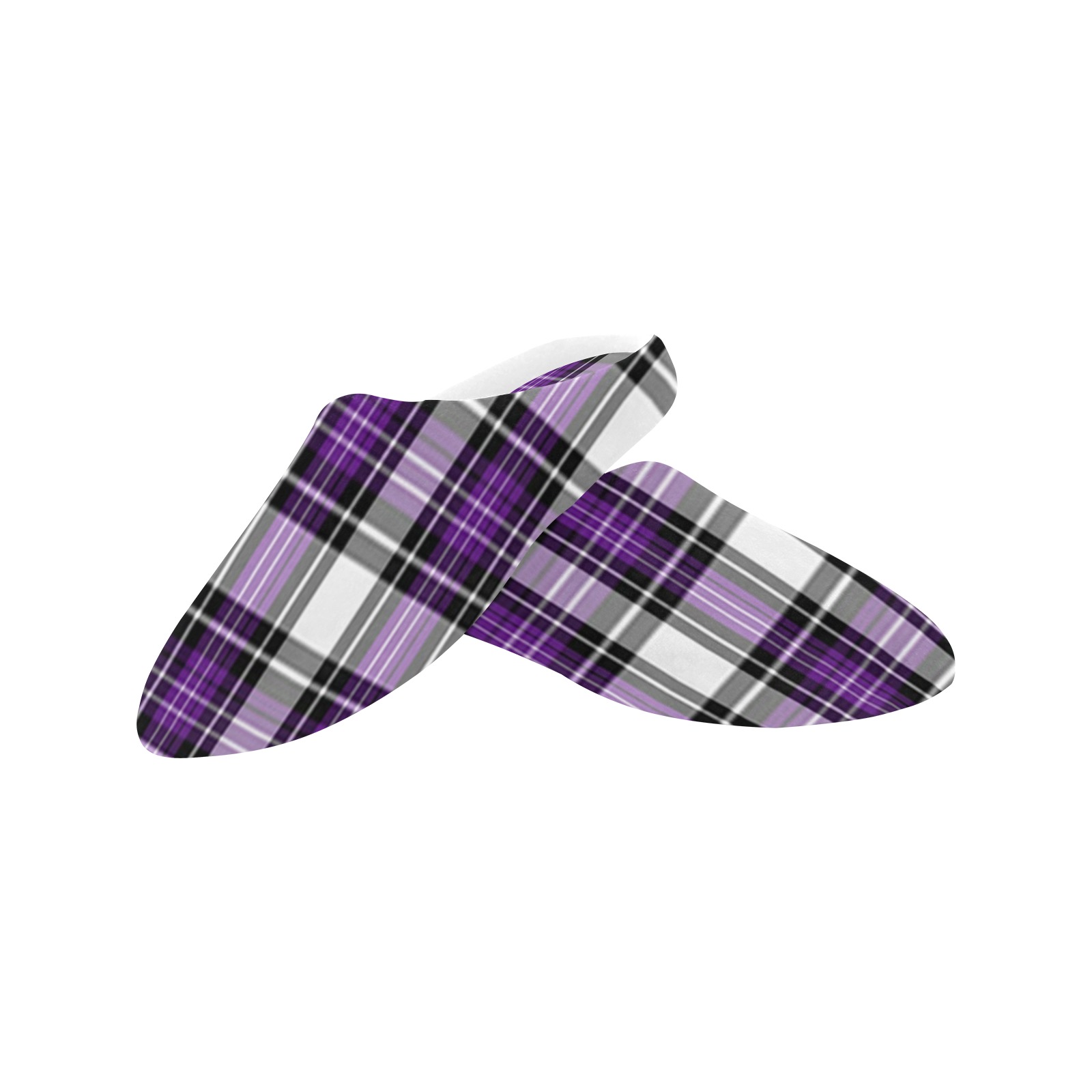 Purple Black Plaid Women's Non-Slip Cotton Slippers (Model 0602)