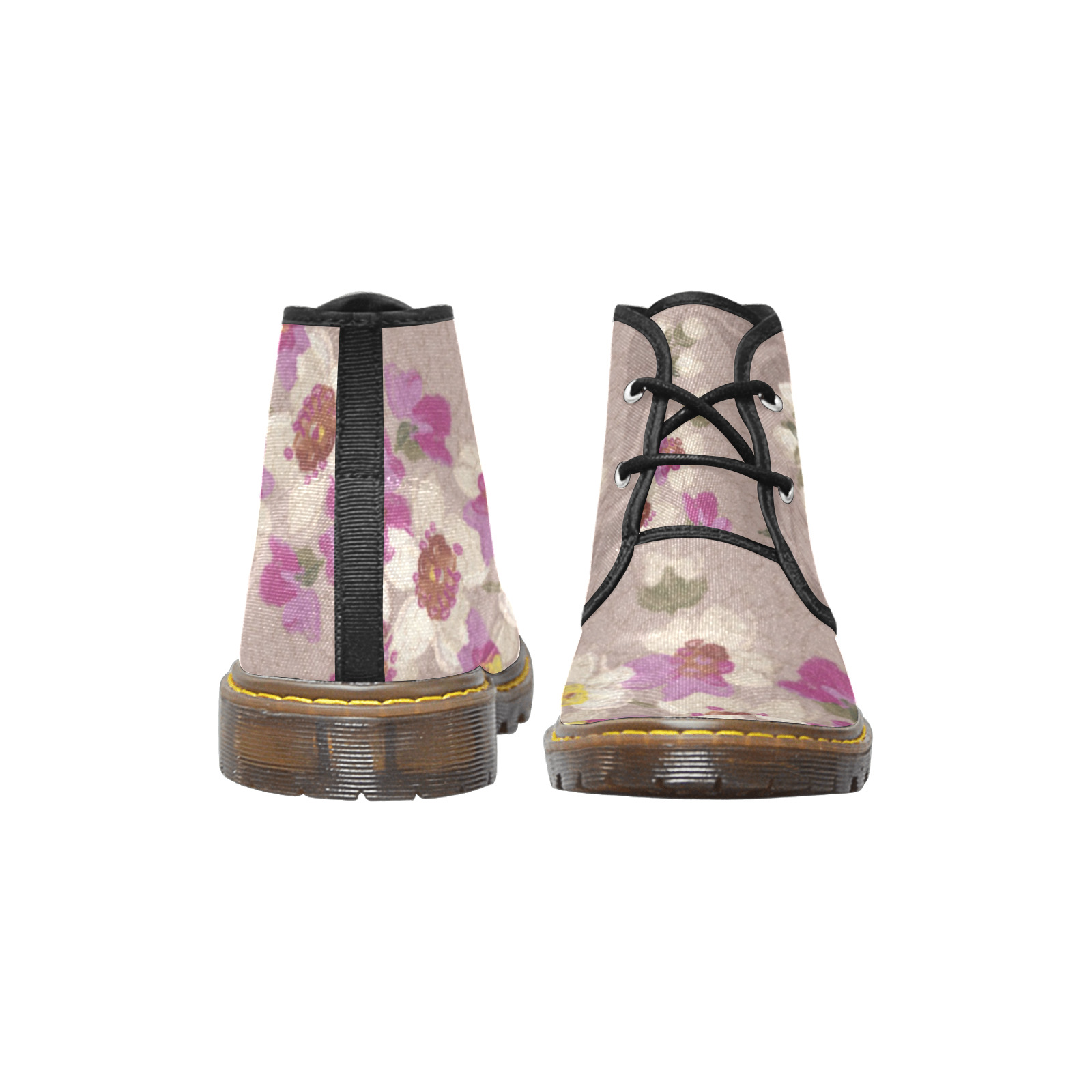 Flowers painting Women's Canvas Chukka Boots (Model 2402-1)