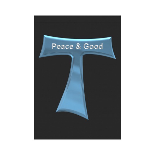 Franciscan Tau Cross Peace and Good  Blue Metallic Garden Flag 28''x40'' （Without Flagpole）