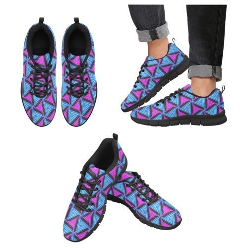 Colorful Geometric Abstract Women's Breathable Running Shoes (Model 055)