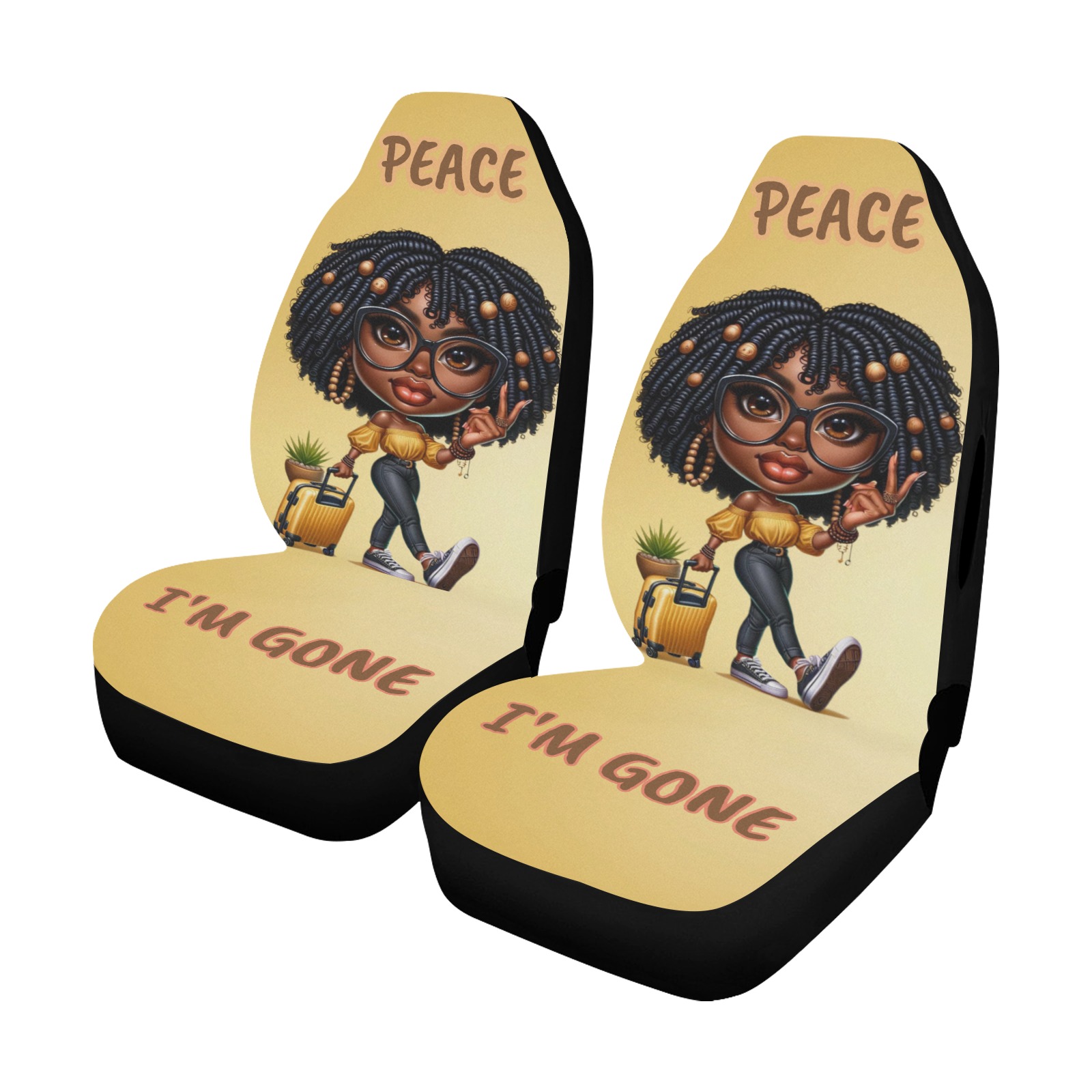 "PEACE! I'M GONE" Carseat Cover Car Seat Cover Airbag Compatible (Set of 2)