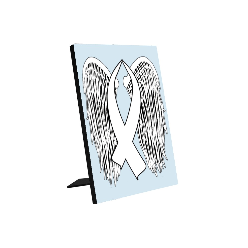 Winged Awareness Ribbon (White) Photo Panel for Tabletop Display 6"x8"