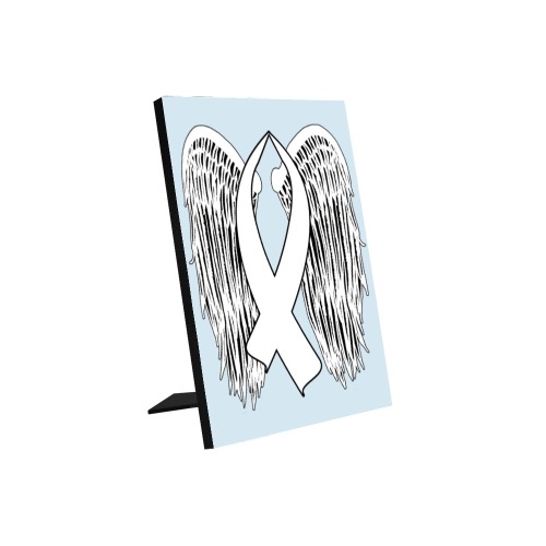 Winged Awareness Ribbon (White) Photo Panel for Tabletop Display 6"x8"