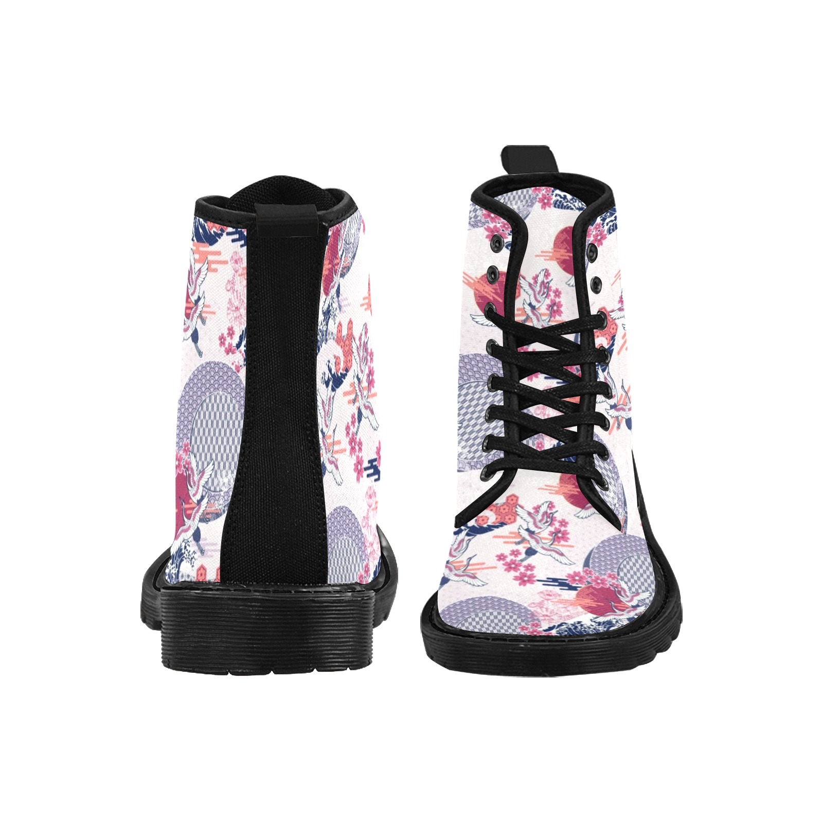CRANE & MOON LIGHT Martin Boots for Women (Black) (Model 1203H)