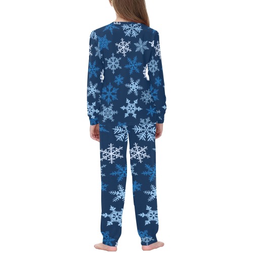 Snowflakes Blue Kids' All Over Print Pajama Set