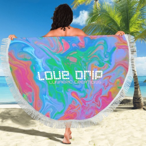 Love Drip Beach Blanket Circular Beach Shawl 59"x 59"