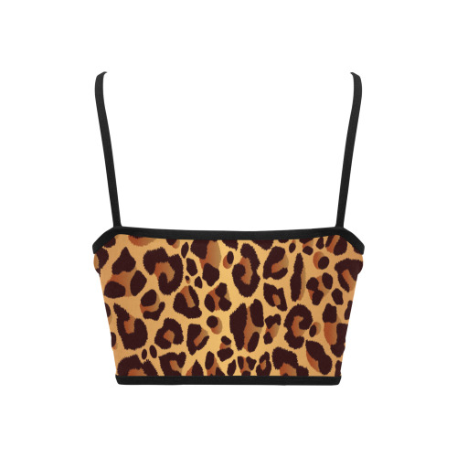 Leopard Pattern Women's Spaghetti Strap Crop Top (Model T67)