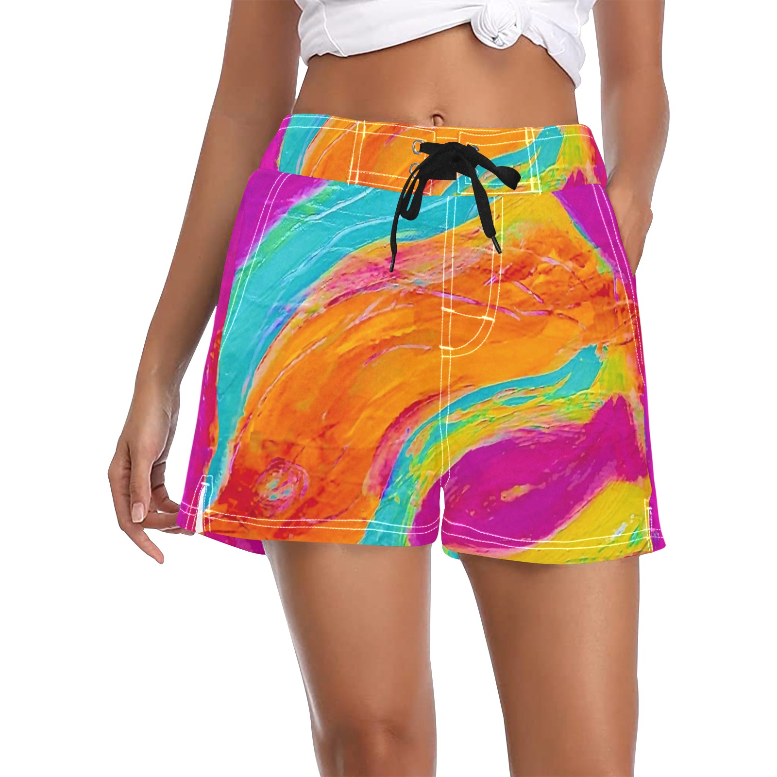 Pink Fish Collection Women's Casual Board Shorts (Model L54)