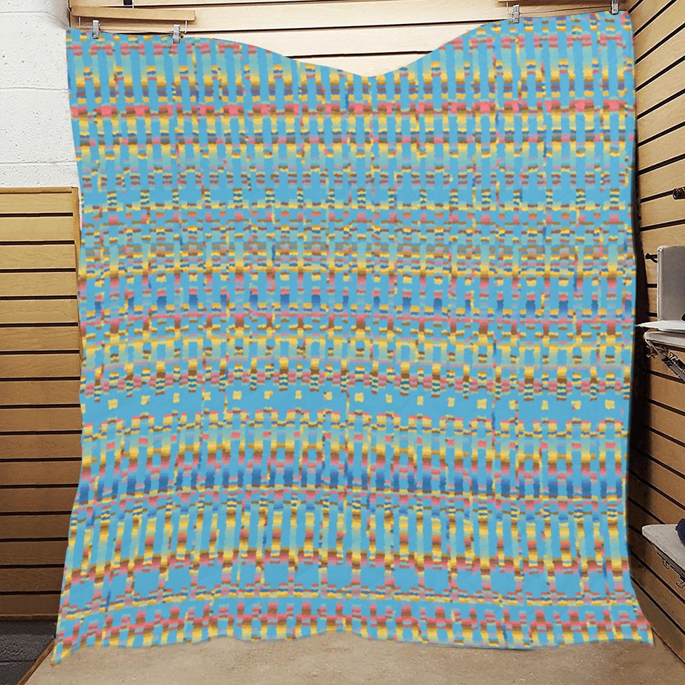 Intricate Blue Geometric Pattern Quilt 60"x70"