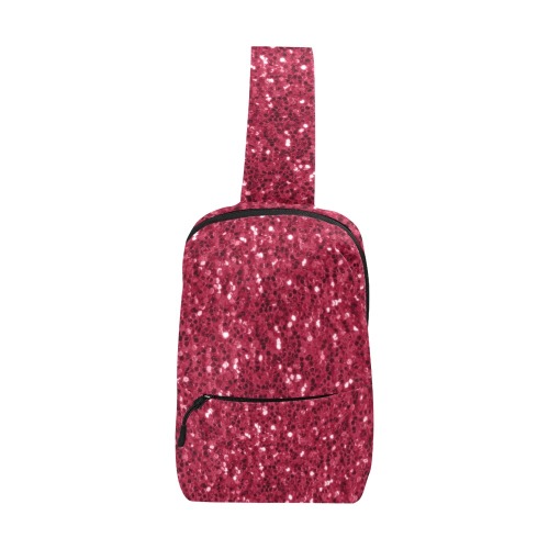 Magenta dark pink red faux sparkles glitter Chest Bag (Model 1678)