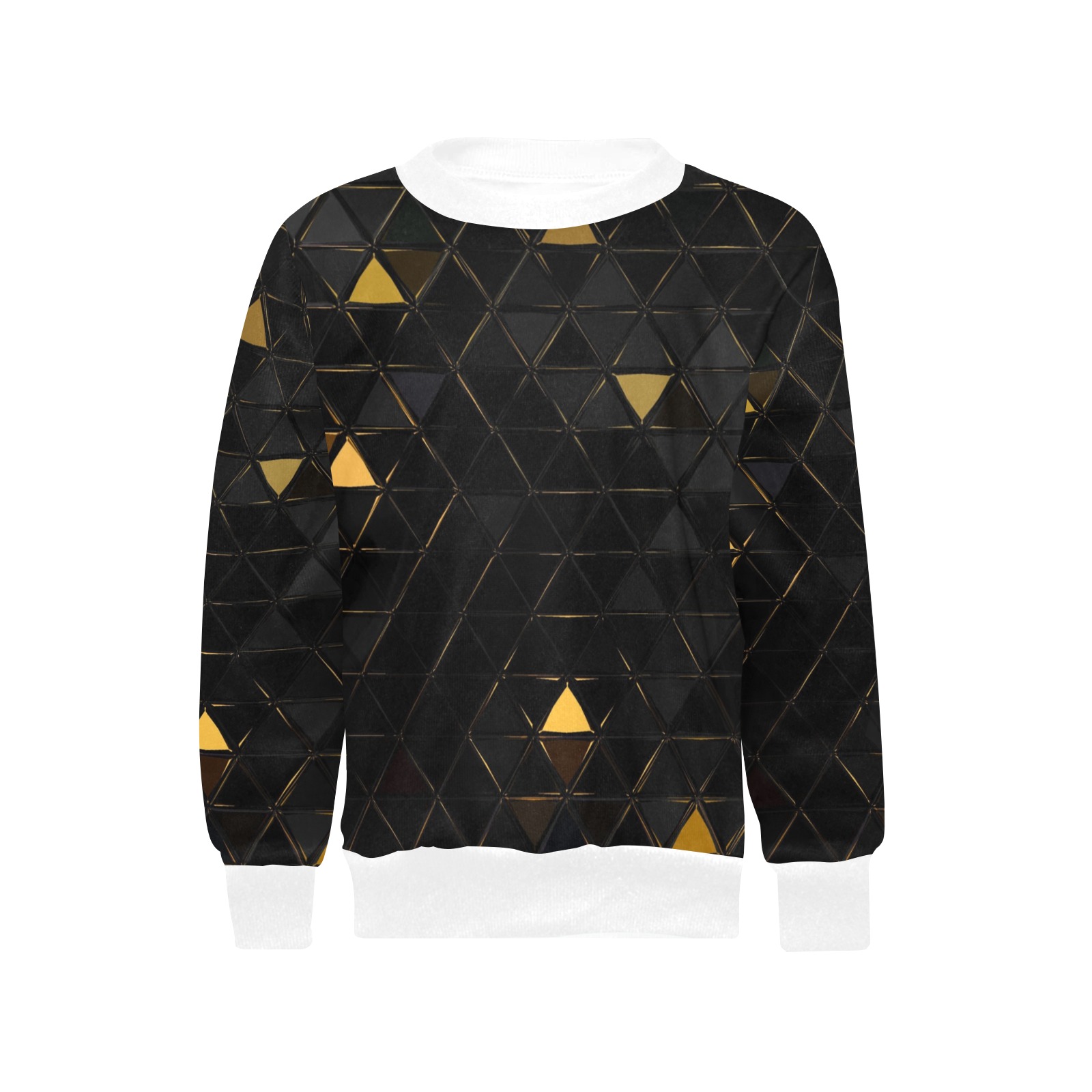 mosaic triangle 7 Girls' All Over Print Crew Neck Sweater (Model H49)