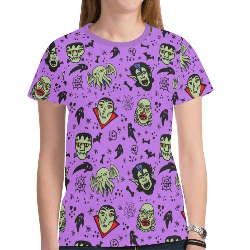 Pattern-Mostri New All Over Print T-shirt for Women (Model T45)