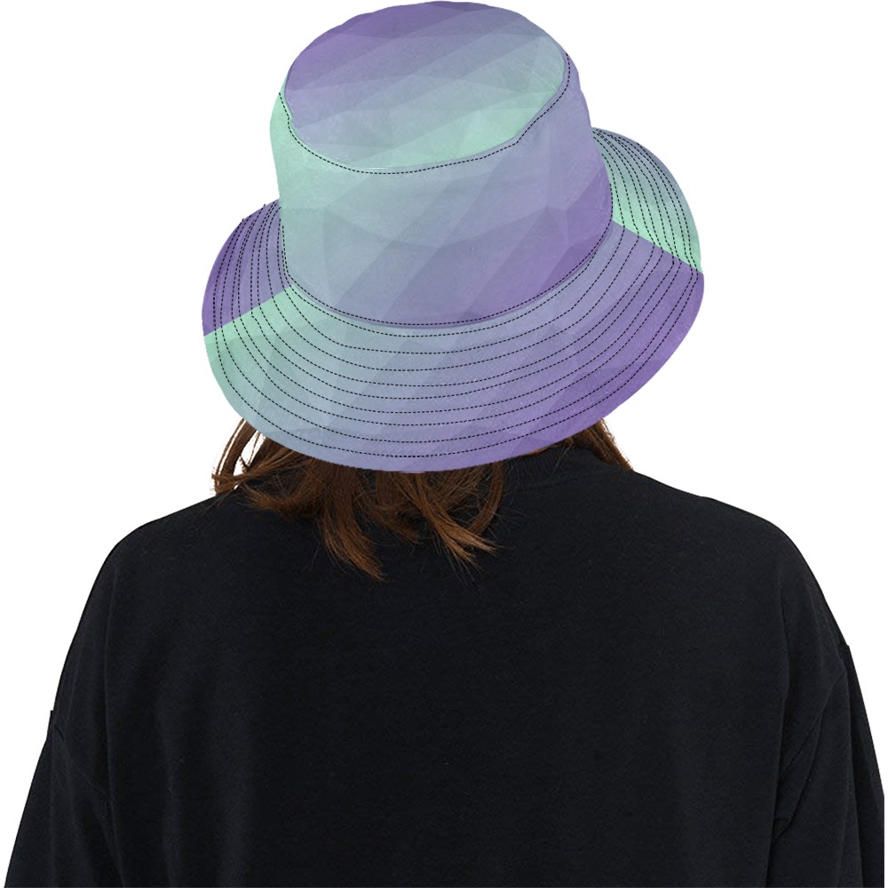 Purple green ombre gradient geometric mesh pattern All Over Print Bucket Hat