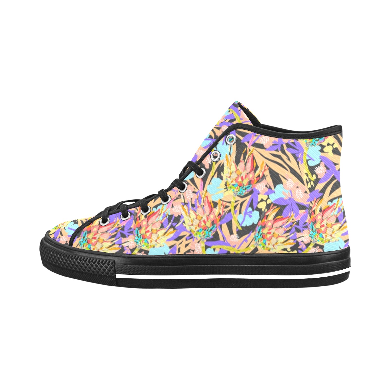 Modern floral boho vibrant Vancouver H Women's Canvas Shoes (1013-1)