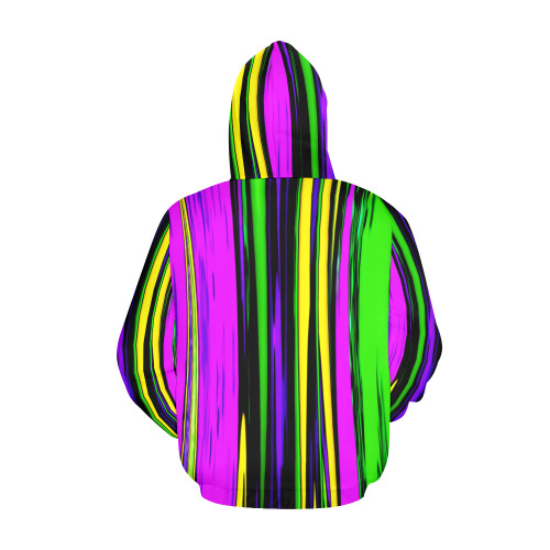 Mardi Gras Stripes All Over Print Hoodie for Women (USA Size) (Model H13)
