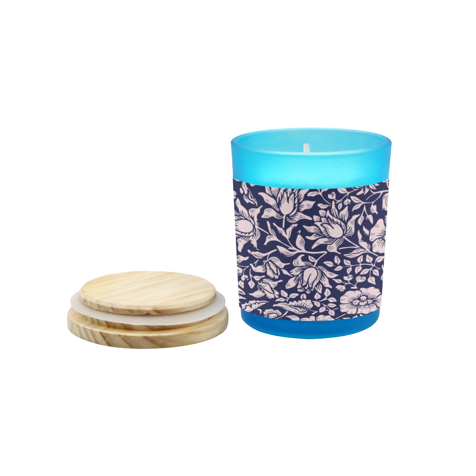 Candle Blue Glass Candle Cup (Wood Sage & Sea Salt)