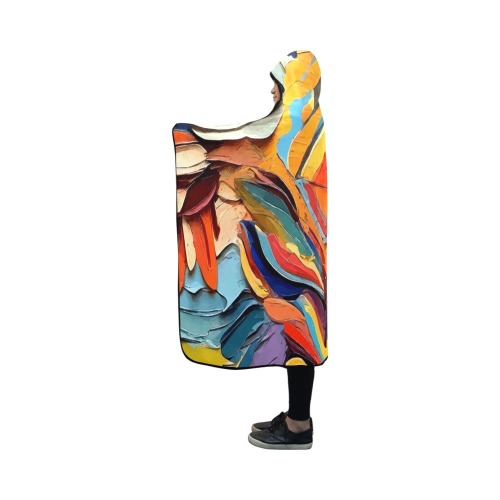Fantasy tribal pattern colorful abstract art. Hooded Blanket 50''x40''