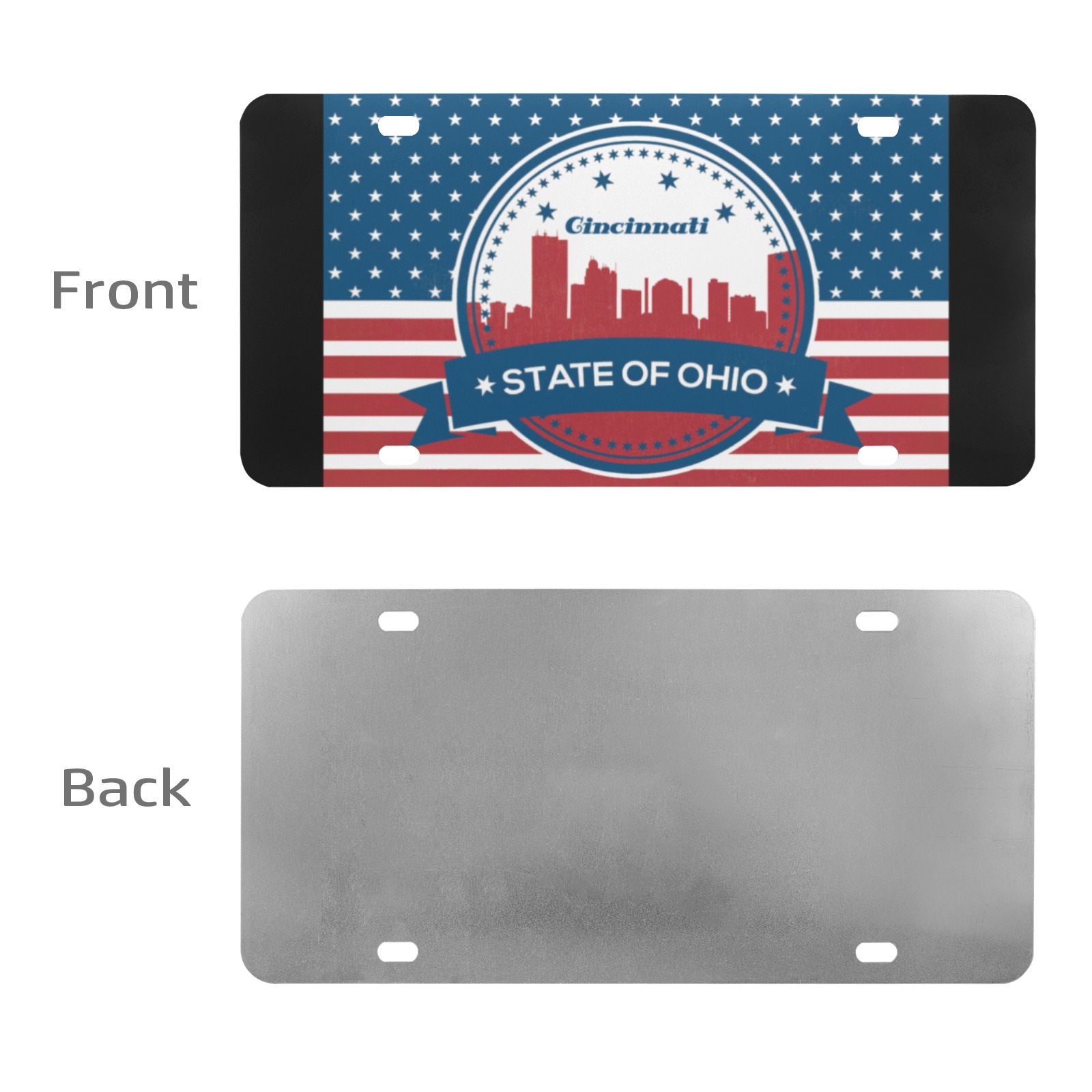 Cincinnati Ohio Retro American Flag Custom License Plate