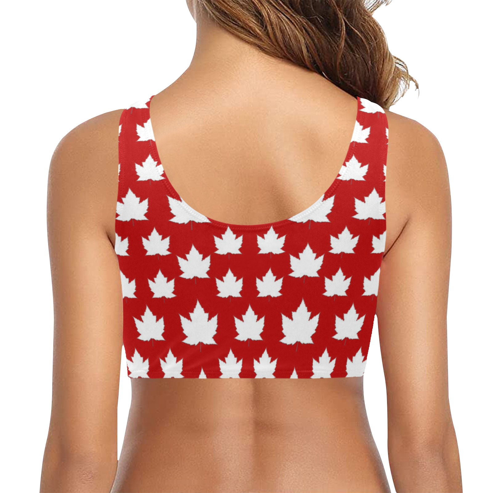 Cute Canada Halter Tops Chest Bowknot Bikini Top (Model S33)